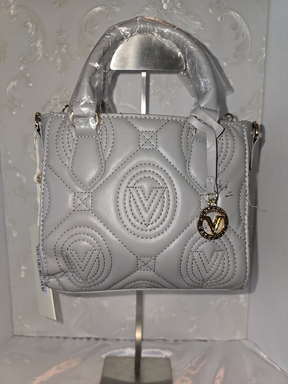VALENTINO ORLANDI Quilted Top-Handle Satchel - Light Gray & CROSSBODY